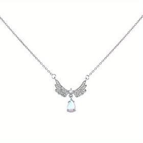 Fairy Zircon Wings Heart Crystal Pendant Necklace For Women Heart Clavicle Chain Choker Fashion Y2K Egirl Emo Jewelry Gifts