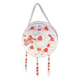 White Vintage Hanfu Embroidery Bag Strawberry Handmade Shoulder Crossbody Bag Cellphone Bag Round Handbag