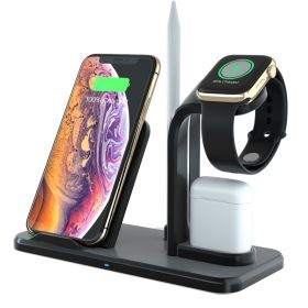 Besegad 4 in 1 Assemable Fast Wireless Charging Stand Dock Station for iPhone XS Max Apple Pencil iWatch Series 1 2 3 4 Airpods