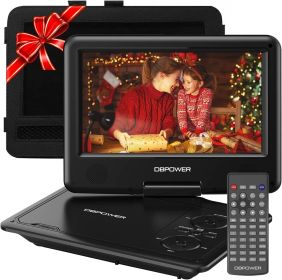 DBPOWER 11.5" Portable DVD Player, 5-Hour Built-in Rechargeable Battery, 9" Swivel Screen, Support CD/DVD/SD Card/USB, Remote Control