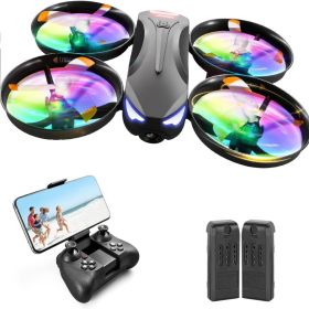 4DRC V16 Drone with Camera for Kids,1080P FPV Camera Mini RC Quadcopter Beginners Toy with 7 Colors LED Lights,3D Flips,Gesture Selfie,Headless Mode