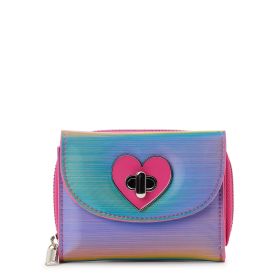 No Boundaries Women's Iridescent Rainbow Vinyl Twist-Lock Wallet