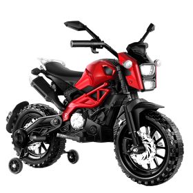 Electric Motorcycle for Kids, kids ride on motorcycle, Tamco 12V Electric Dirt Bike with Training Wheels, Hand Racing Foot Brake,PU seat