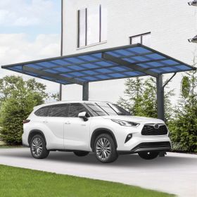 Outdoor Carport, 17.44FT*9FT*11FT Single Carport Aluminum Metal Frame and Polycarbonate Panels Car Port for Outdoor Driveway Car, Truck