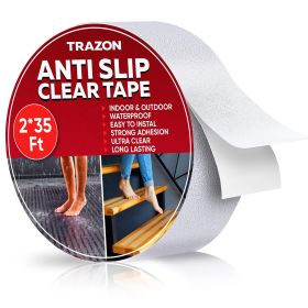 Grip Tape Heavy Duty Anti Slip Tape Clear Waterproof Outdoor Indoor 2 in x 35 Ft Non Slip Roll Stickers Easy to Cut Waterproof Outdoor Indoor for Bath