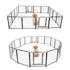 16 Panels Dog Playpen for outdoor,yard,camping,24"Height dog fence with 2 doors.