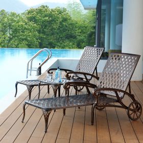 Aluminium Cast lounge chair 2pcs brown