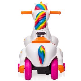 Unicorn Kids Ride On Toy, Electric Rocking Horse Car w/ Music, Accelerator Pedal, 3-6 Years Old, Girl Gift