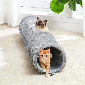 Large Cat Tunnel, 44.9 Inches Long Collapsible Cat Tube 9.8 Inches in Diameter, Collapsible Fluffy Plush Cat Toys for Indoor Cat