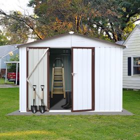 Metal garden sheds 6ftx8ft outdoor storage sheds white+offee