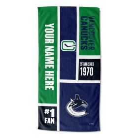 [Personalization Only] Official NHL Colorblock Personalized Beach Towel - Vancouver Canucks