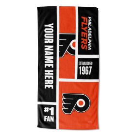 [Personalization Only] Official NHL Colorblock Personalized Beach Towel - Philadelphia Flyers