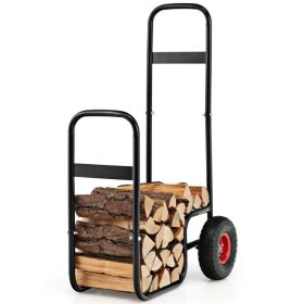 Firewood Log Cart Carrier with Wear-Resistant and Shockproof Rubber Wheels