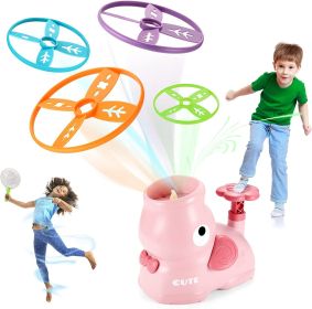 Outdoor Toys for Kids Ages 4-8: Elephant Butterfly Catching Game - Toddler Chasing Toy 3 4 5 6 7 Year Old Boys Girl Flying Spinner Toy Disc Rocket Lau (Color: Fairy Pink)