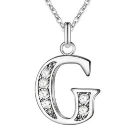 Silver Plated Accessories 26 English Alphabet Necklace (Color: G)