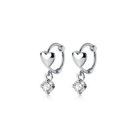 Women's Fashion Sterling Silver Heart Earrings (Color: White Gold)