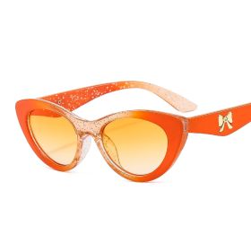 Women Sunglasses Fashion Cat Eye Sunglass Rrainbow Color Frame Sun Glasses Retro UV400 Gradients Shades Anti Blue Eyewear (Lenses Color: orange orange)