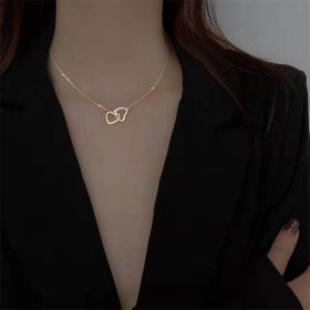 Heart-shaped Necklace Women Korean Version Clavicle Chain Wild Valentine's Day Gift (Metal Color: Gold Color)