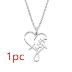 European And American Necklace Heart Of Faith Pendant (Quantity: 1PC, Color: Silver)