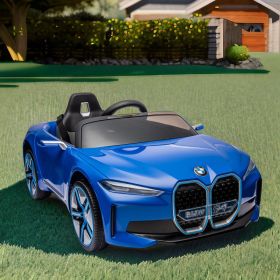 Licensed BMW I4,12v Kids ride on car 2.4G W/Parents Remote Control,electric car for kids,Three speed adjustable,Power display, USB,MP3 ,Bluetooth (Color: Blue)