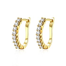 Simple Elegant Women Plated  Silver Gold Hoop Earrings Geometric Earrings Ear Hooks Jewelry (Color: Golded)