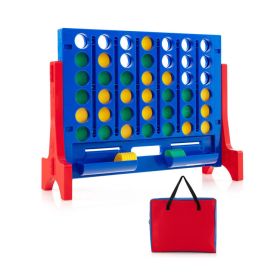 Jumbo 4-to-Score Connect Game Set with Carrying Bag and 42 Coins (Color: Red)